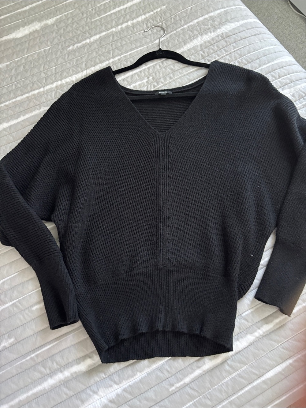 Express V-Neck Dolman Black Sweater Small